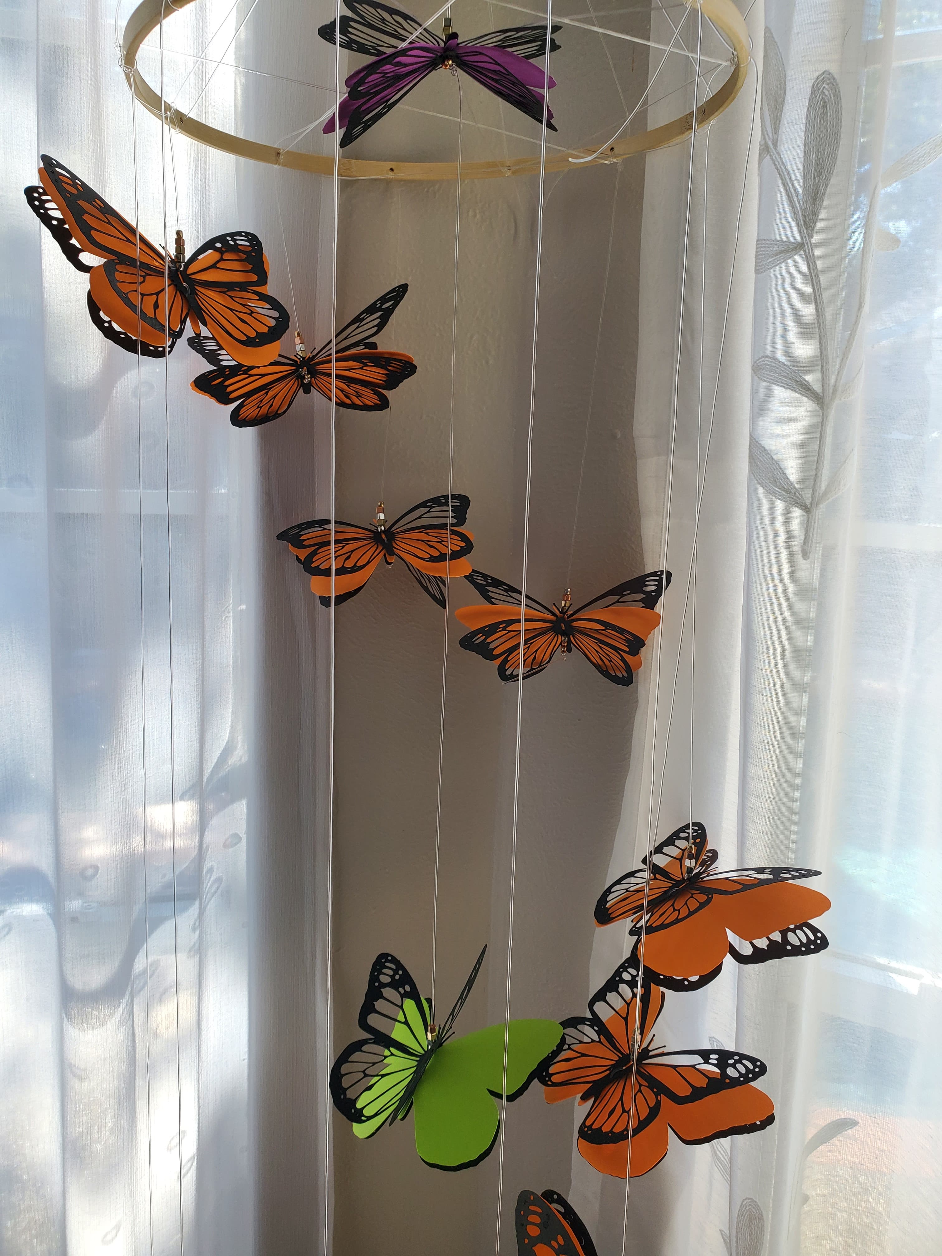 Orange Monarchs Spiral Mobile