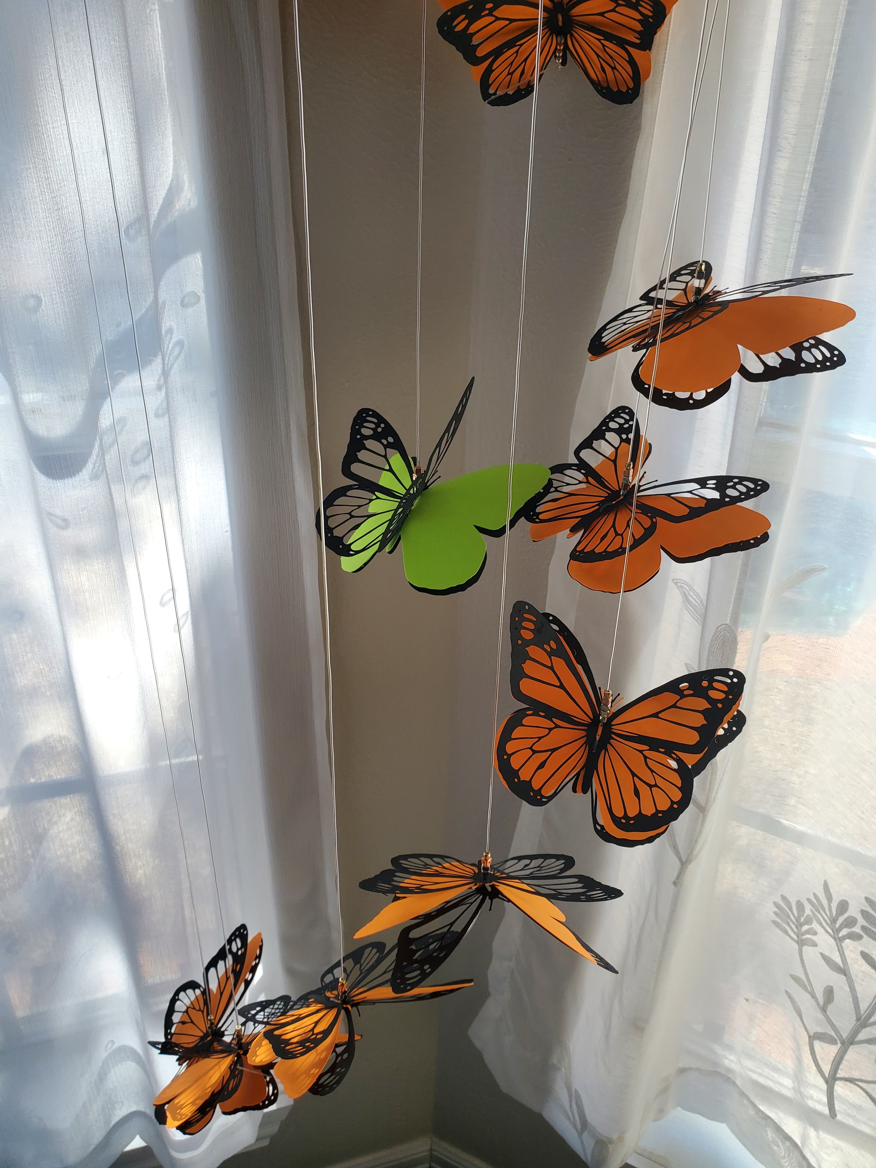 Orange Monarchs Spiral Mobile